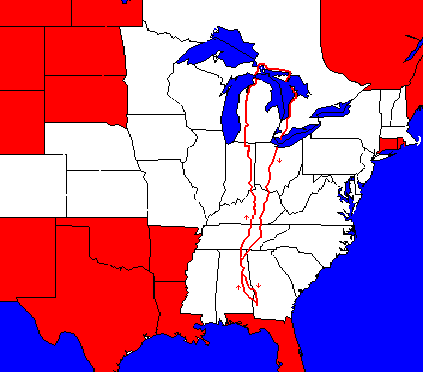 A rough map of my 1995 trip.