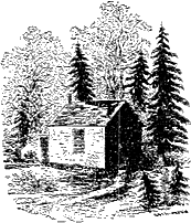 Sophia Thoreau's drawing of the cabin, published with Walden